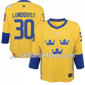 Adidas Maillot de Hockey Suède Henrik Lundqvist 30 Coupe du monde de hockey sur glace 2016 Jaune Premier - Homme